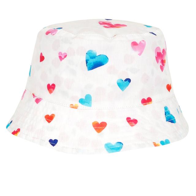 Cappello reversibile Chicco per bambina in popeline, con fantasia a cuori su un lato e ciliegie sull'altro, ideale per primavera/estate. | Chicco