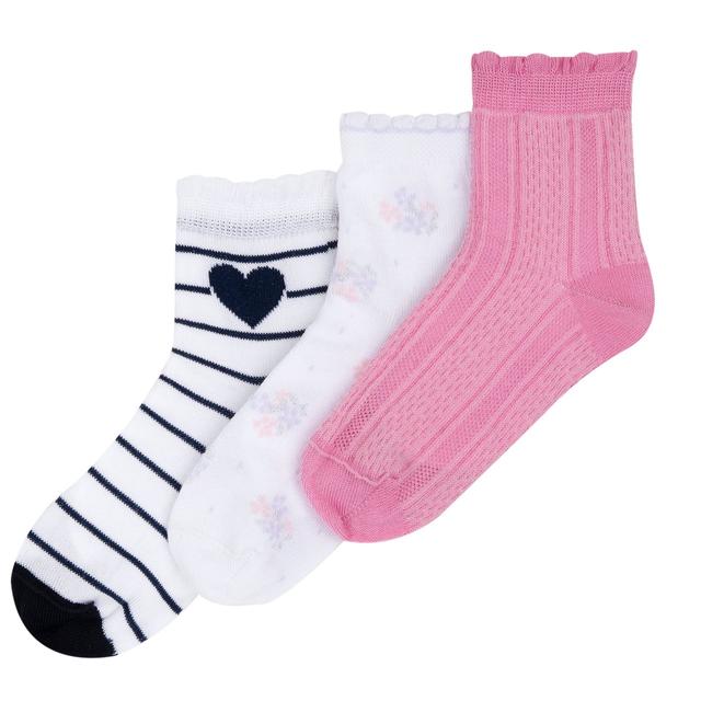 Set tre paia calzini Chicco per bambina in misto cotone mercerizzato, rosa, bianco e a righe, ideali per primavera/estate. | Chicco