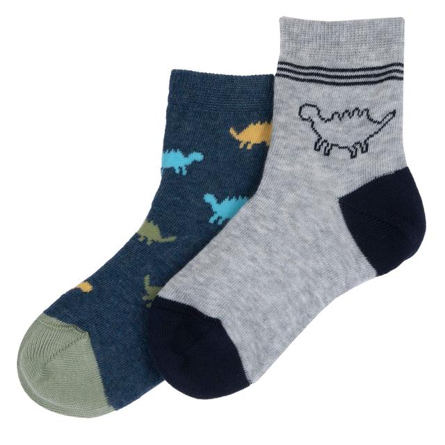 Set due paia di calzini Chicco per bambino in cotone mercerizzato, bianco e blu con disegni jacquard, ideali per primavera/estate. | Chicco