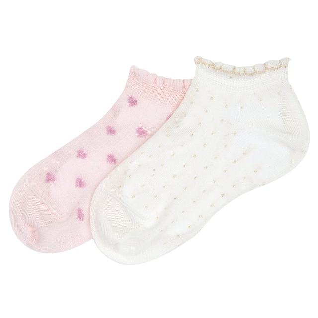Set due paia fantasmini Chicco per bambina in misto cotone mercerizzato, rosa con cuori luminosi e bianco con pois, ideali per primavera/estate. | Chicco