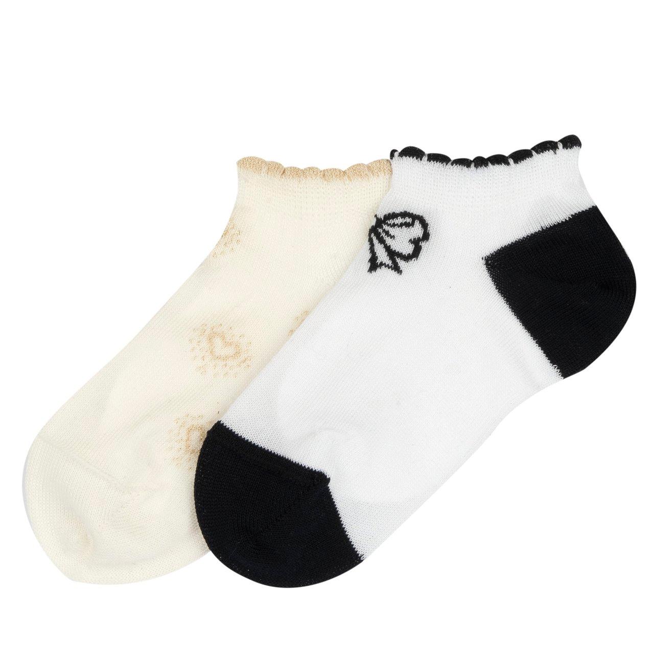 Set due paia fantasmini Chicco per bambina in misto cotone mercerizzato, rosa con cuori luminosi e bianco con pois, ideali per primavera/estate. | Chicco