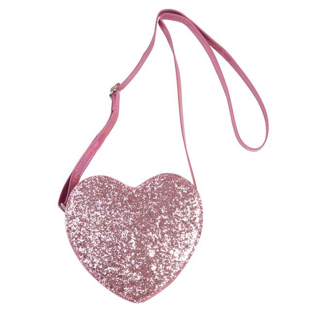 Borsa a tracolla Chicco a forma di cuore per bambina, con scintillante glitter rosa sul fronte, ideale per la primavera/estate. | Chicco