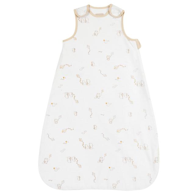 Sacco nanna unisex Kinder baby in jersey di cotone elasticizzato bianco, ideale per primavera ed estate, con apertura zip laterale e bottoni sulle spalle. | Chicco