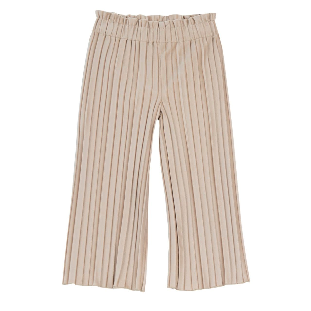 Pantaloni lunghi plissé Chicco bianchi effetto scamosciato per bambina, con fodera in jersey, gamba ampia e girovita elasticizzato. | Chicco