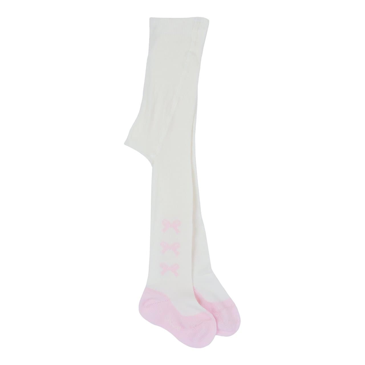 Collant jacquard Chicco bianchi per bambina con motivo a fiocchi e scarpetta, realizzati in caldo misto cotone, ideali per l'autunno/inverno. | Chicco