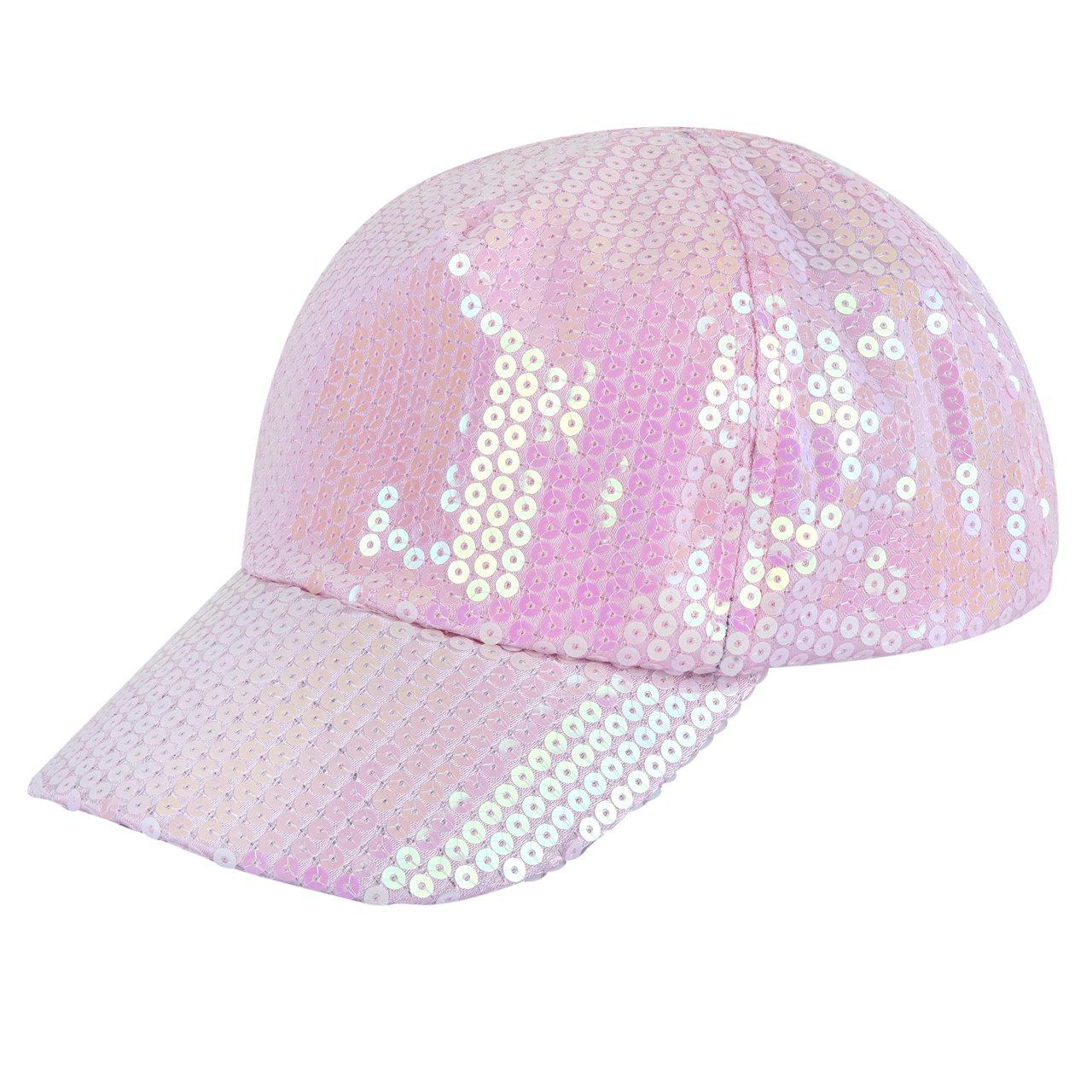 Cappello con visiera Chicco in paillettes rosa brillante, regolabile sul retro, ideale per bambine in primavera ed estate. | Chicco