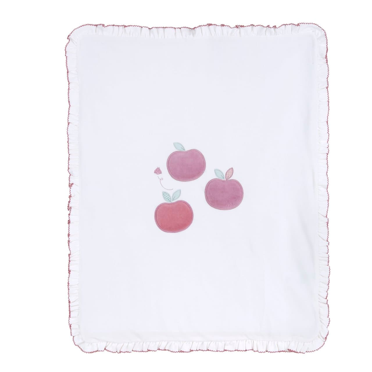 Coperta per carrozzina Chicco in ciniglia bianca, sfoderabile, con applicazioni ricamate e stampa fantasia, ideale per neonati autunno/inverno. | Chicco