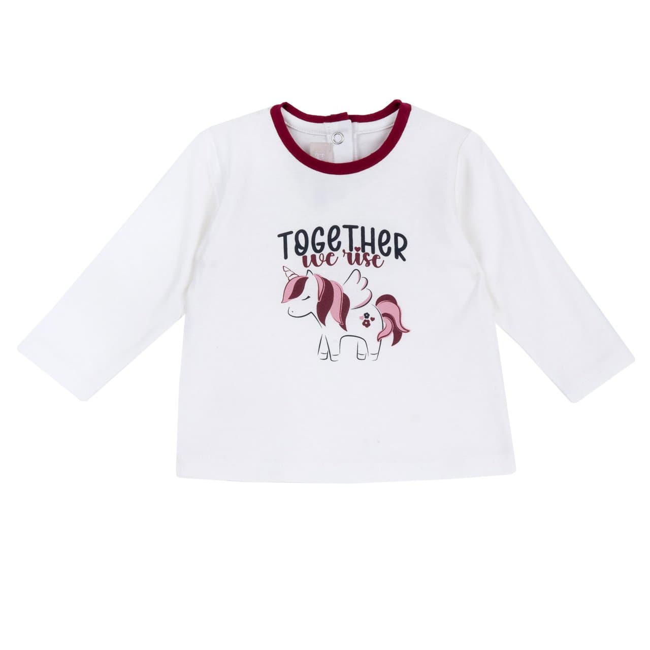 Maglietta a manica lunga rosa in jersey elasticizzato per bambina Chicco con stampa orsetto, cuore e scritta, ideale per autunno/inverno. | Chicco