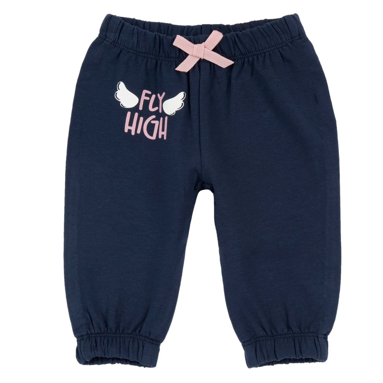 Pantaloni lunghi da bambina Chicco rosa in felpa elasticizzata con vita elasticizzata e fiocchetto in gros grain, ideali per autunno/inverno. | Chicco