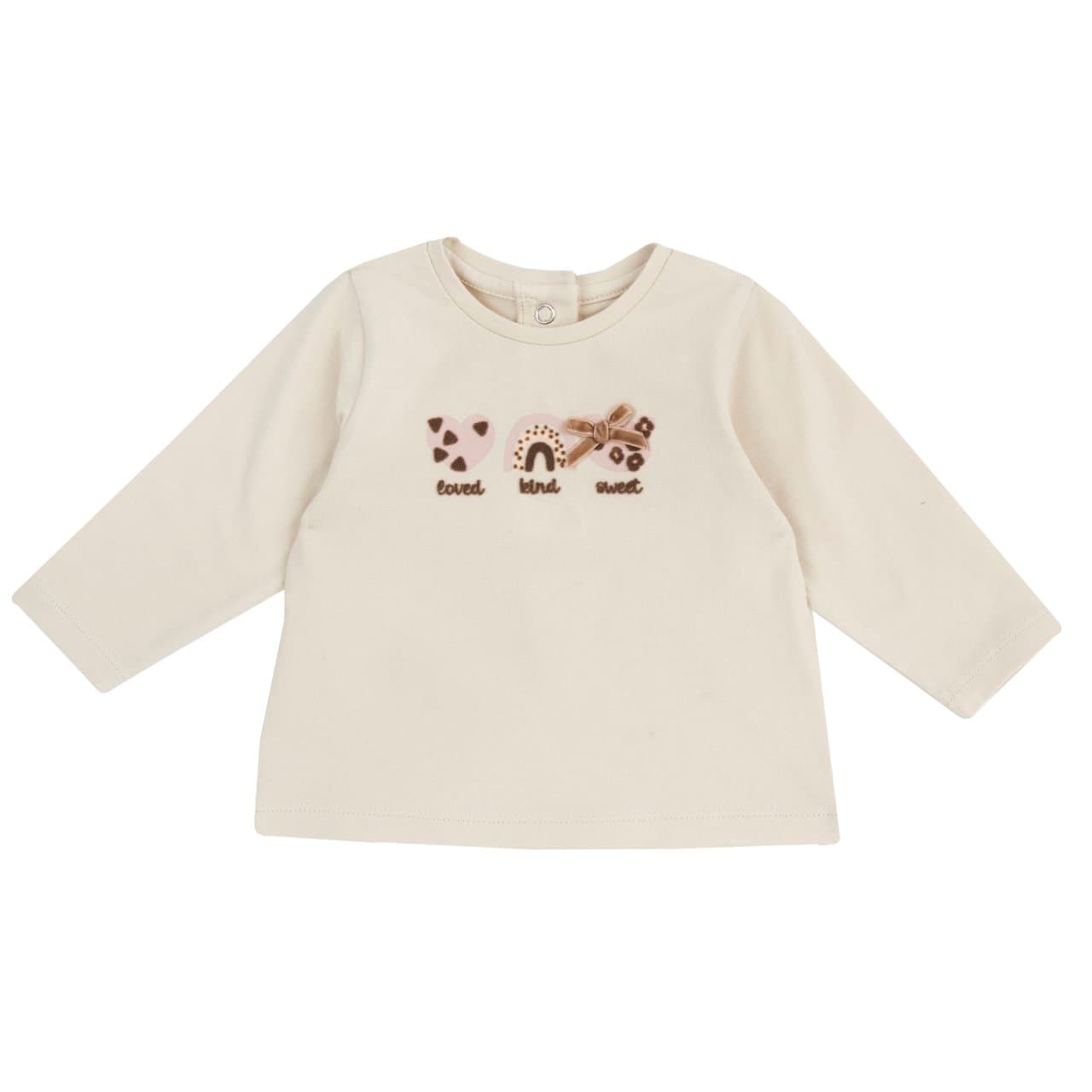 Maglietta manica lunga Chicco bianca in jersey di cotone elasticizzato per bambina, con stampa orsetti e dettagli effetto velluto, ideale per autunno/inverno. | Chicco