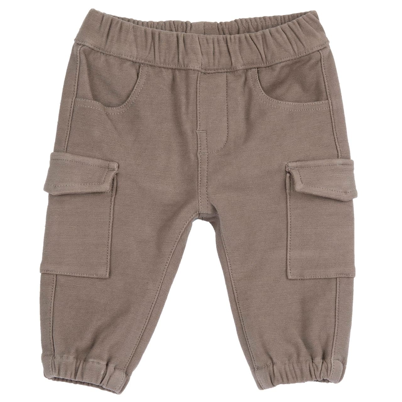 Pantaloni lunghi Chicco marrone in twill elasticizzato per bambino, con vita e fondi gamba elasticizzati e tasconi laterali con patta, ideali per autunno/inverno. | Chicco