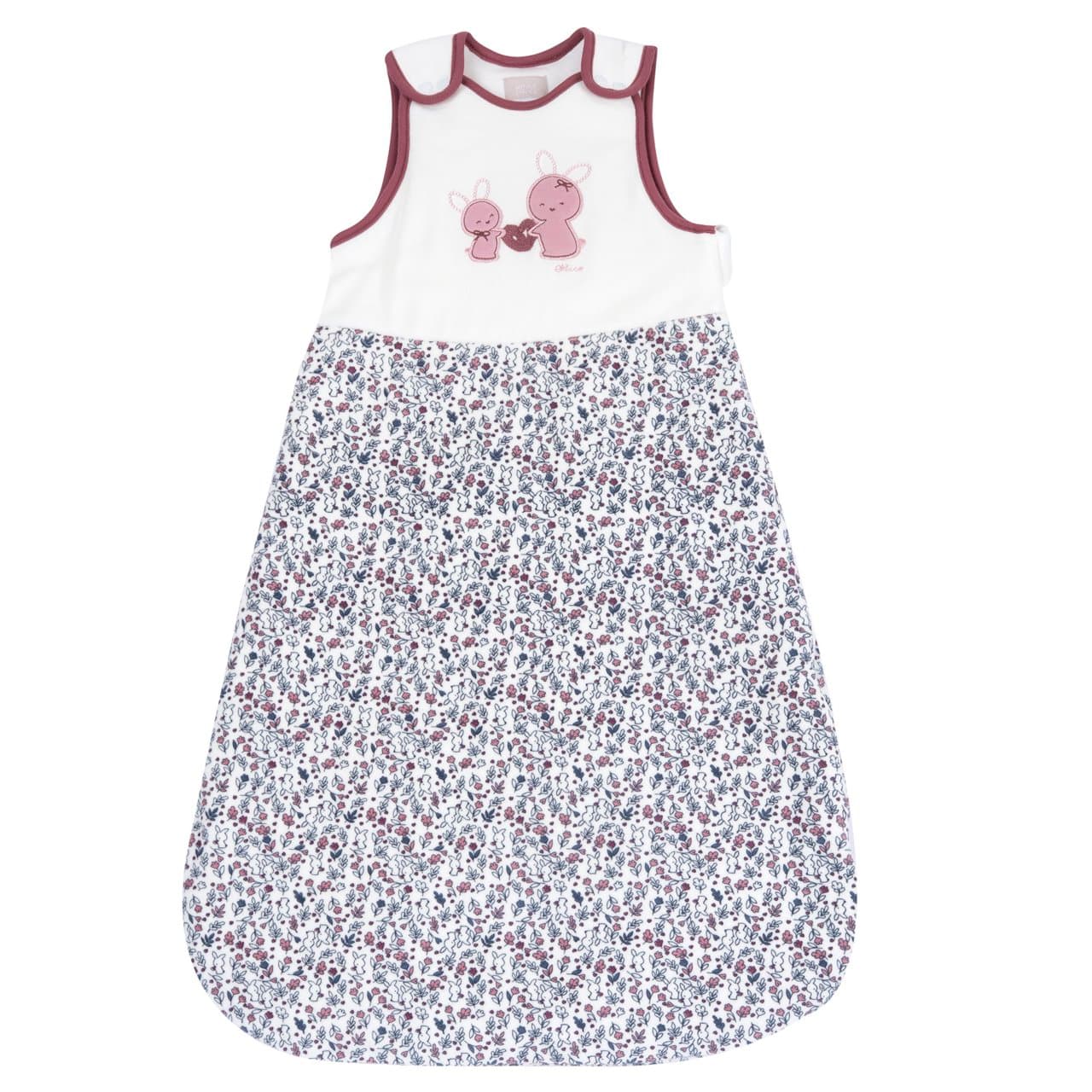 Sacco nanna Chicco beige in ciniglia per bambina, con stampa floreale, chiusura zip laterale e bottoncini sulle spalle, ideale per autunno/inverno TOG 3. | Chicco