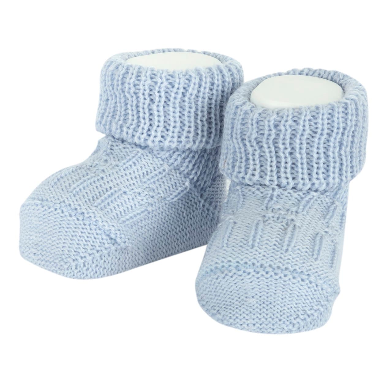 Babbucce neonato Chicco azzurre in pura lana, taglia unica 8 cm, ideali per l'autunno/inverno e per mantenere i piedini al caldo. | Chicco
