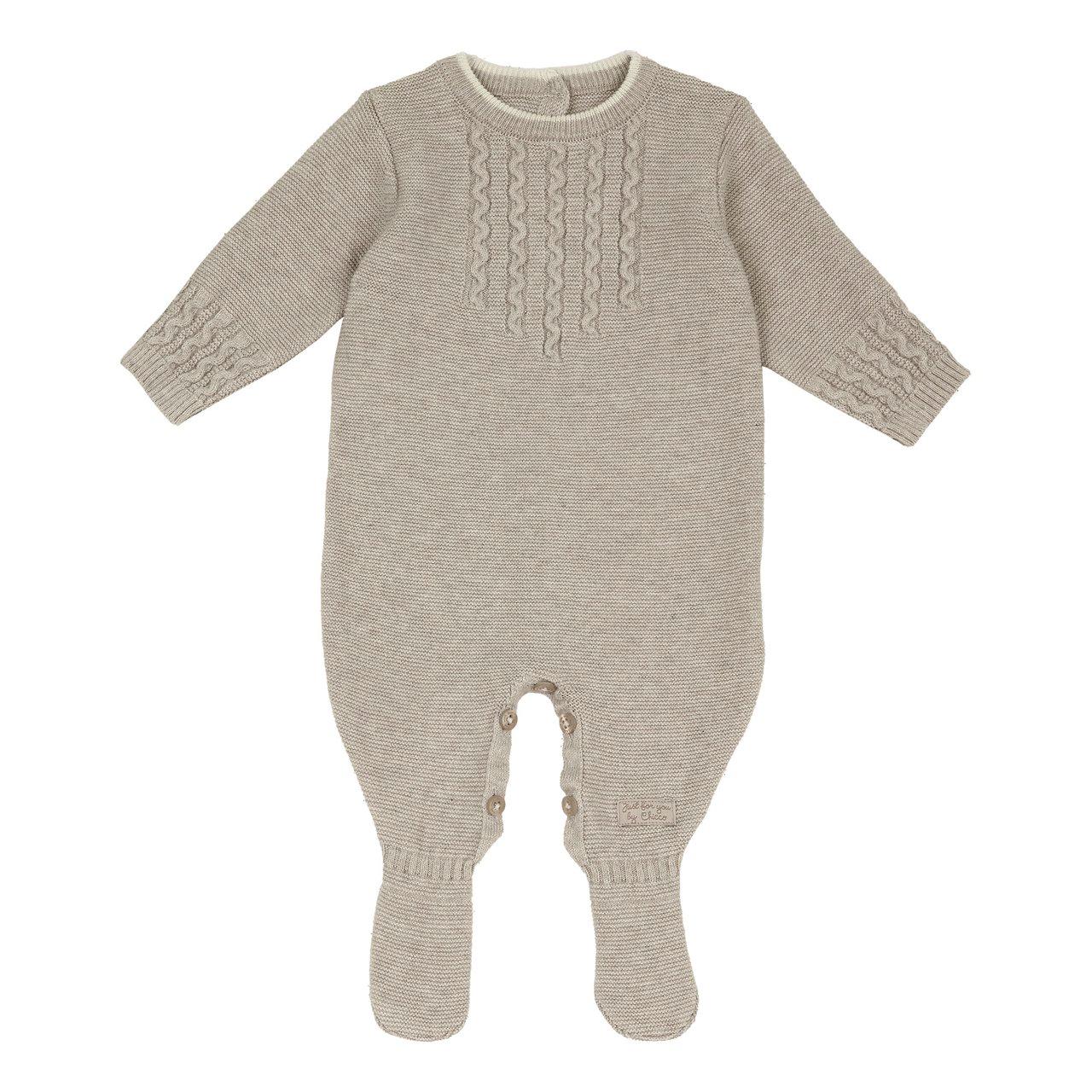 Tutina neonato Chicco unisex marrone in cotone mano calda, con apertura interno gamba per cambio facilitato, ideale per autunno/inverno. | Chicco