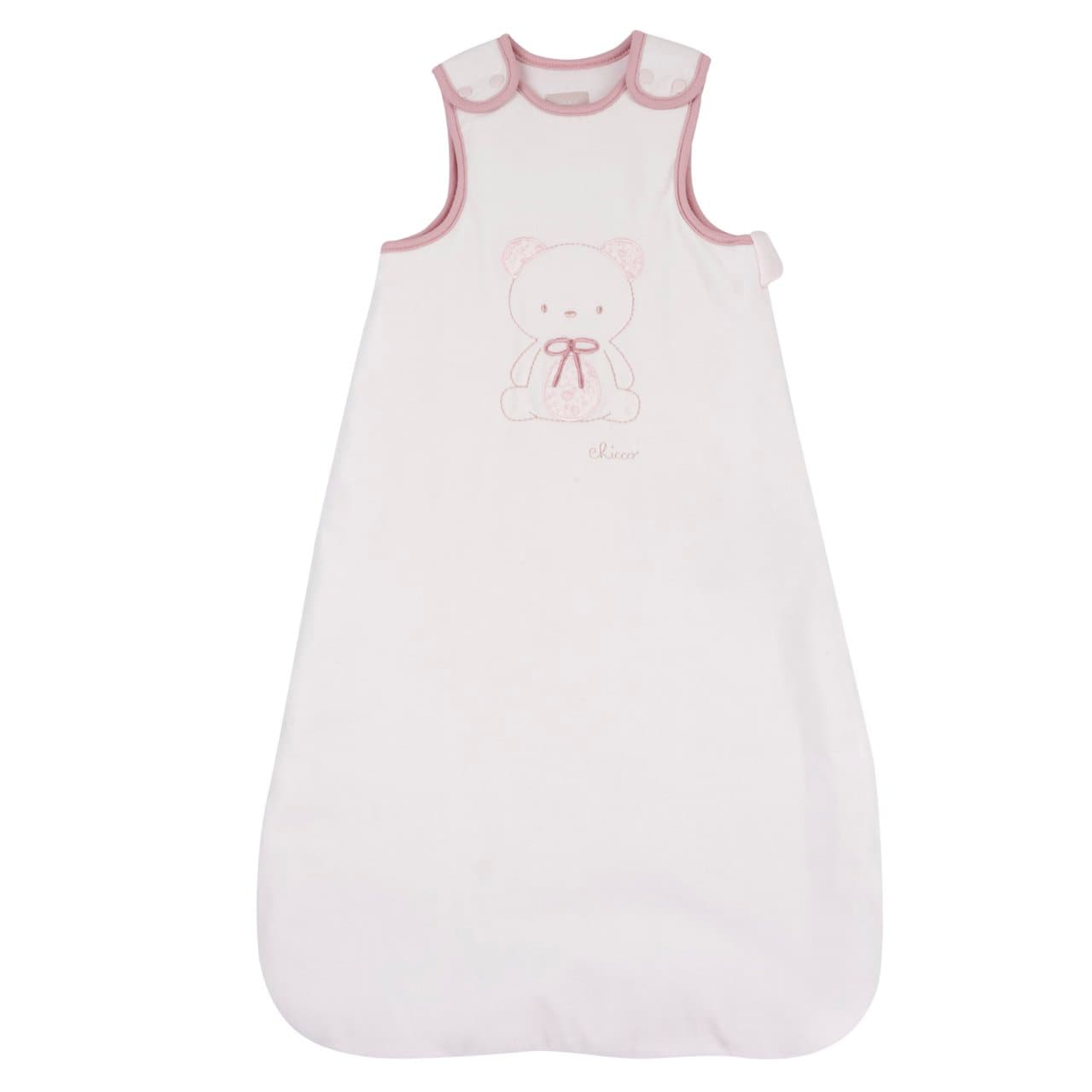 Sacco nanna Chicco rosa in ciniglia per bambina, con grafica applicata e ricamo, ideale per autunno/inverno, TOG 3. | Chicco