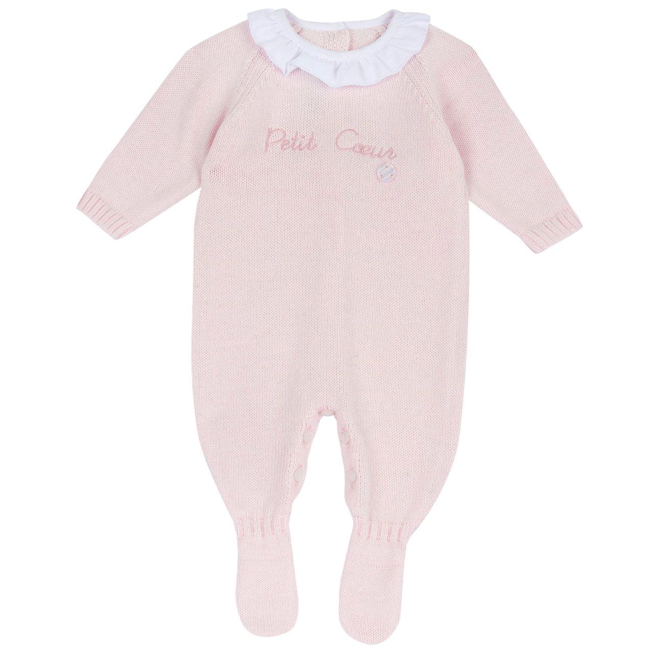Tutina aperta interno gamba Chicco rosa in cotone mano calda per bambina, con colletto volant e grafica ricamata, ideale per autunno/inverno. | Chicco