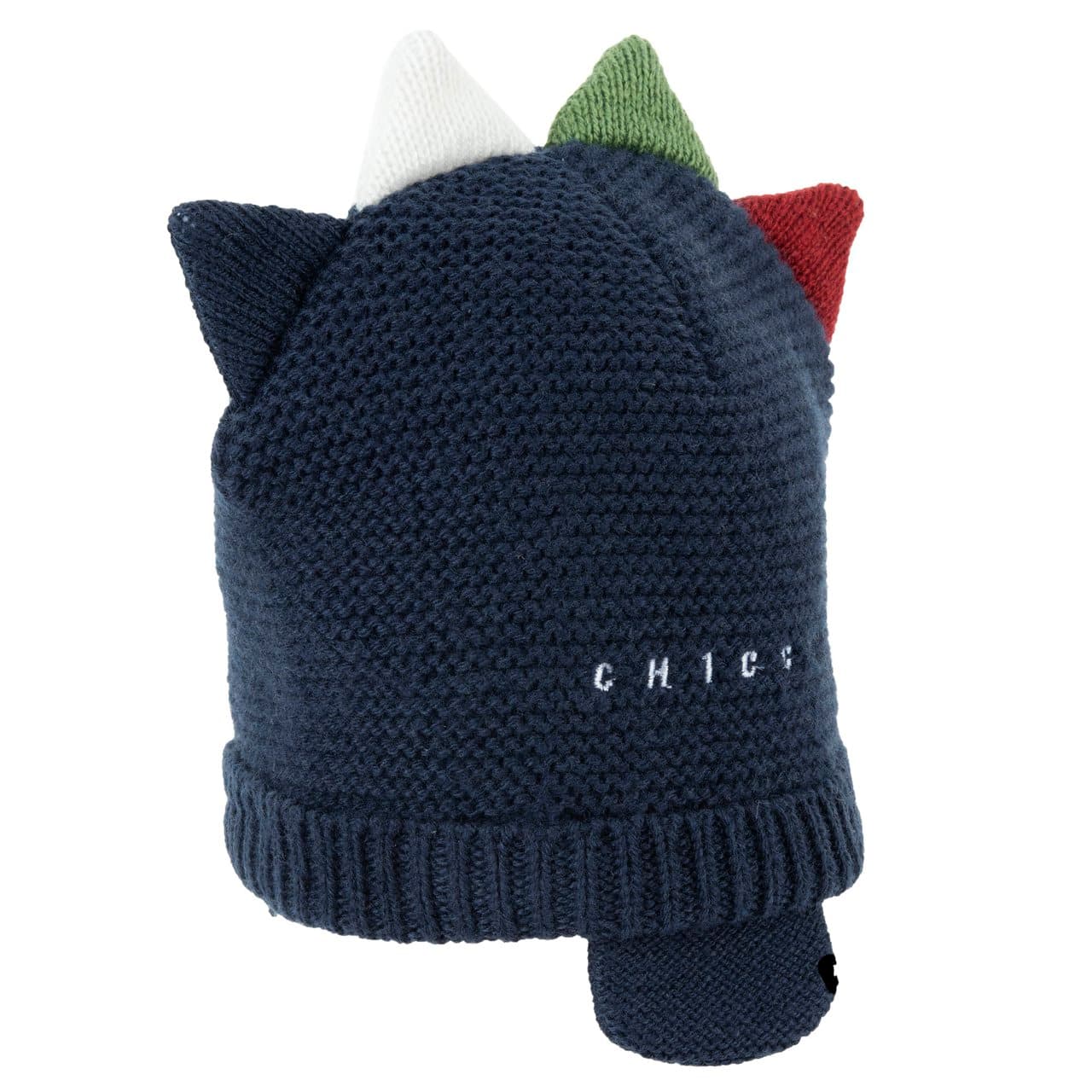 Cappello Chicco blu in maglia misto lana per neonato, con cresta applicata e ricamo del brand, ideale per l'autunno/inverno. | Chicco