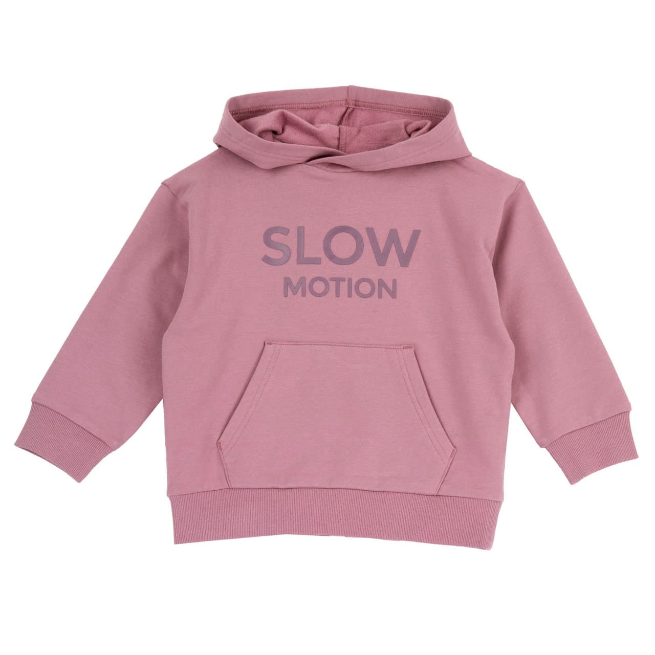 Felpa con cappuccio Chicco unisex rosa in cotone elasticizzato garzato, con stampa tono su tono in rilievo e tasca a marsupio. | Chicco