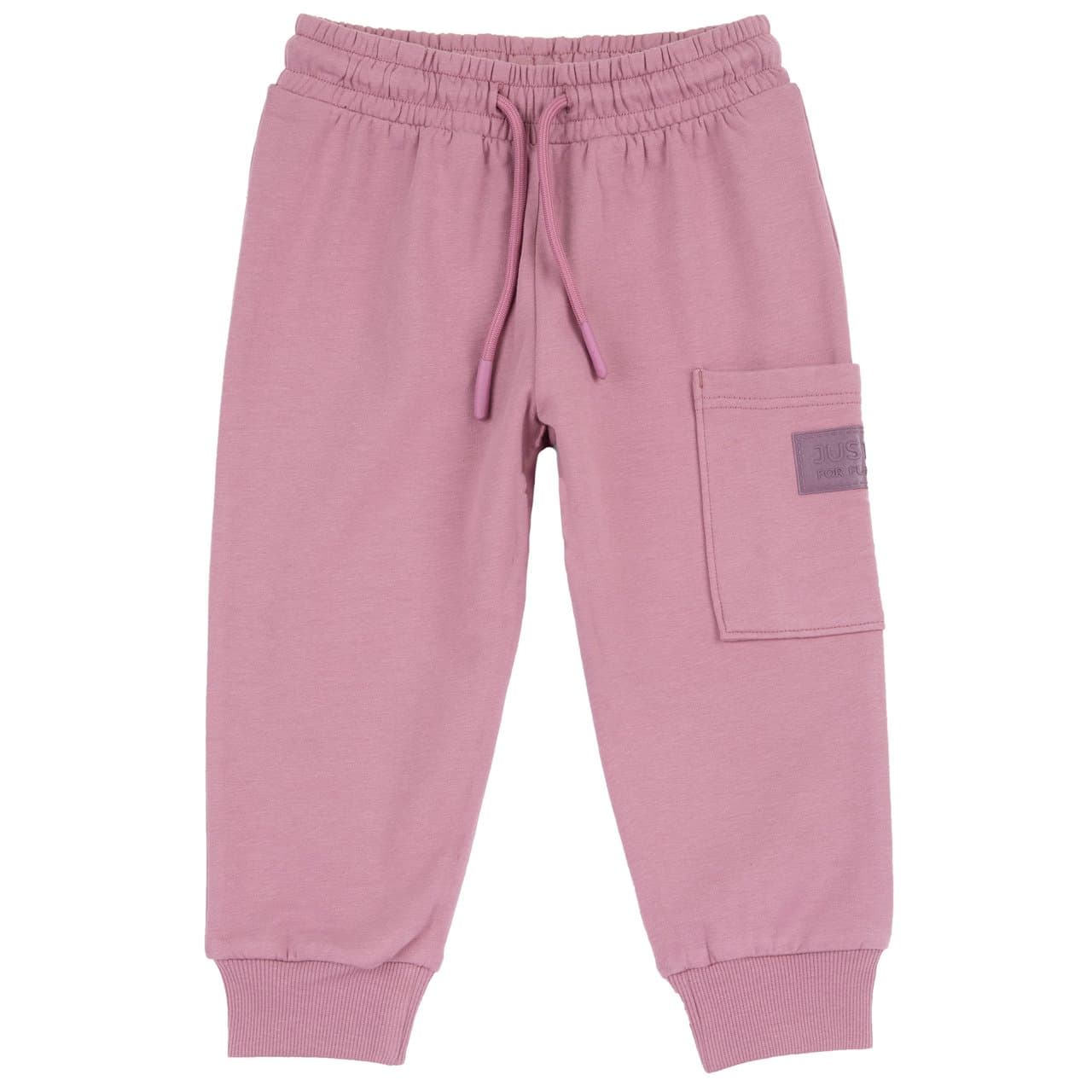 Pantaloni lunghi unisex Chicco rosa in felpa garzata di cotone elasticizzato, con stampa tono su tono in rilievo, vita elasticizzata e tasche. | Chicco