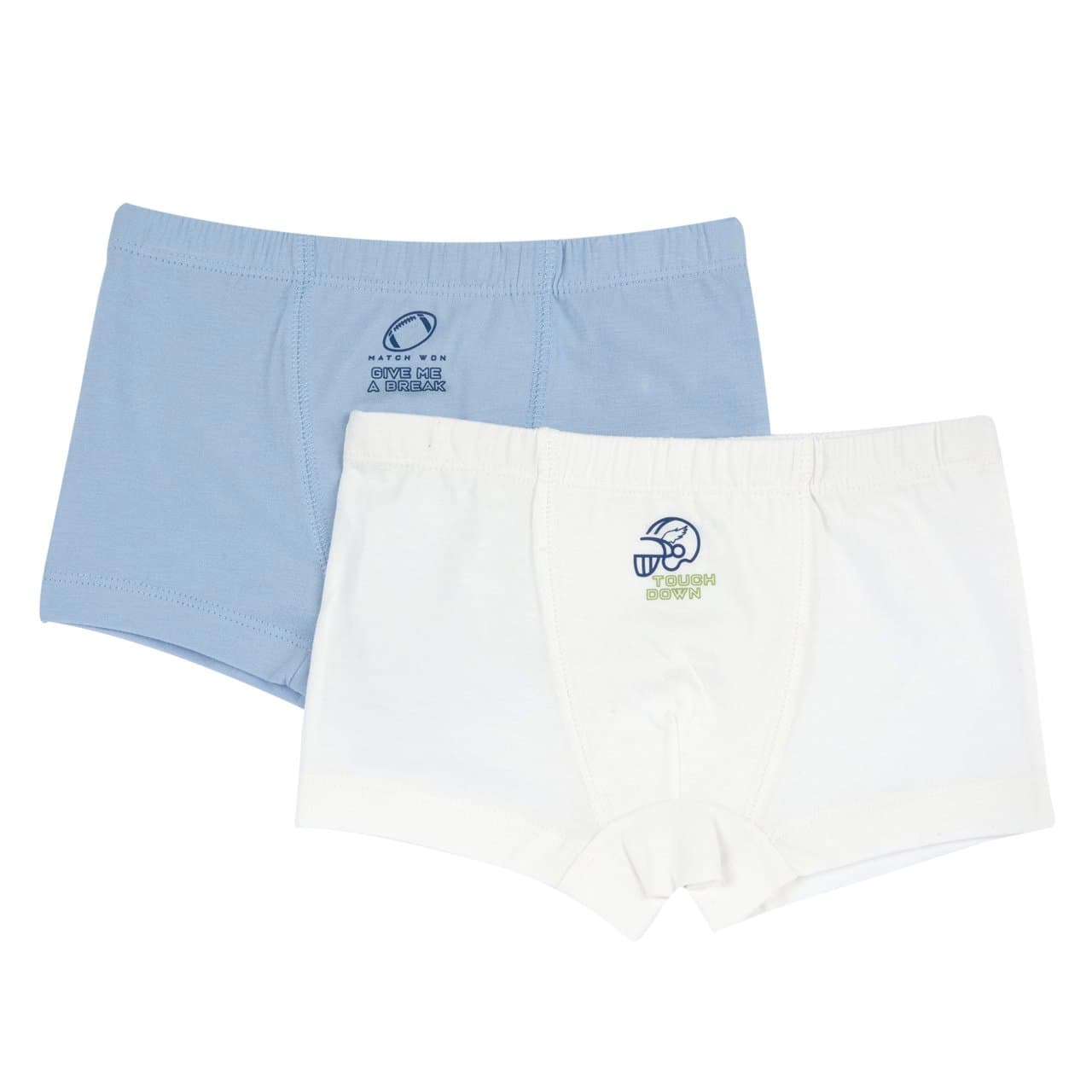 Set intimo Chicco per bambino composto da due boxer azzurri con piccola stampa, ideali per autunno/inverno e certificati Oeko-Tex. | Chicco