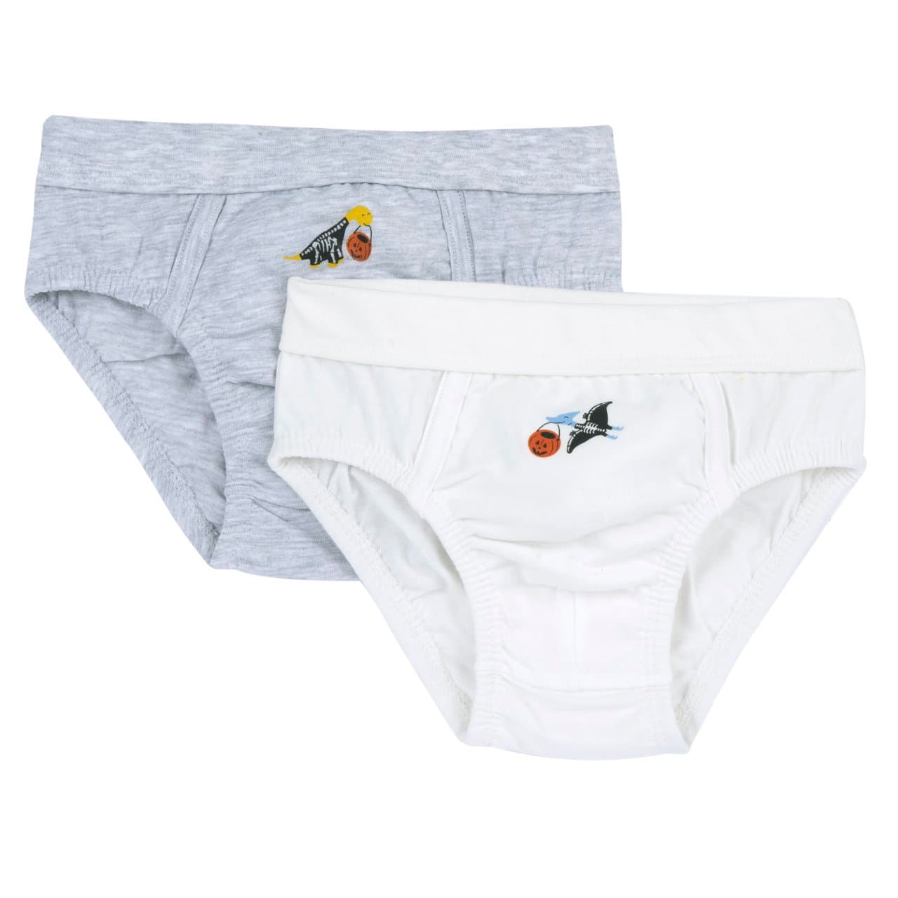 Set intimo slip Halloween Chicco per bambino in jersey misto cotone grigio con stampa a tema, certificato Oeko-Tex. | Chicco