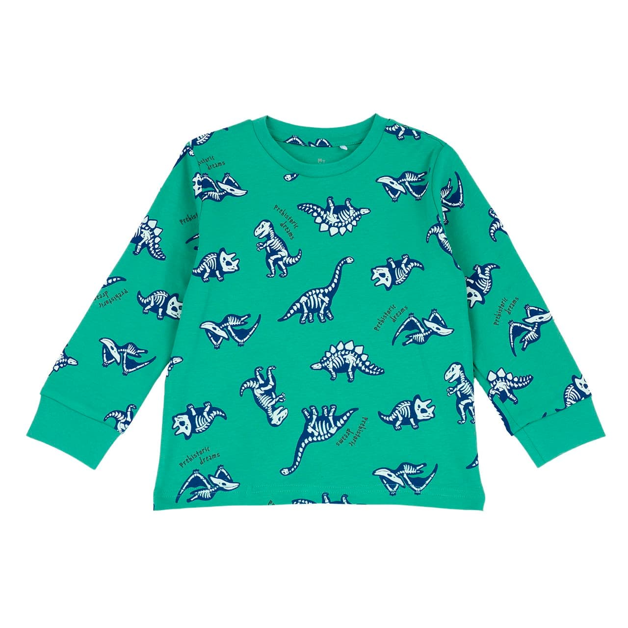 Maglietta pigiama a manica lunga Chicco bianca per bambino con fantasia dinosauri, in cotone interlock, ideale per autunno/inverno. | Chicco