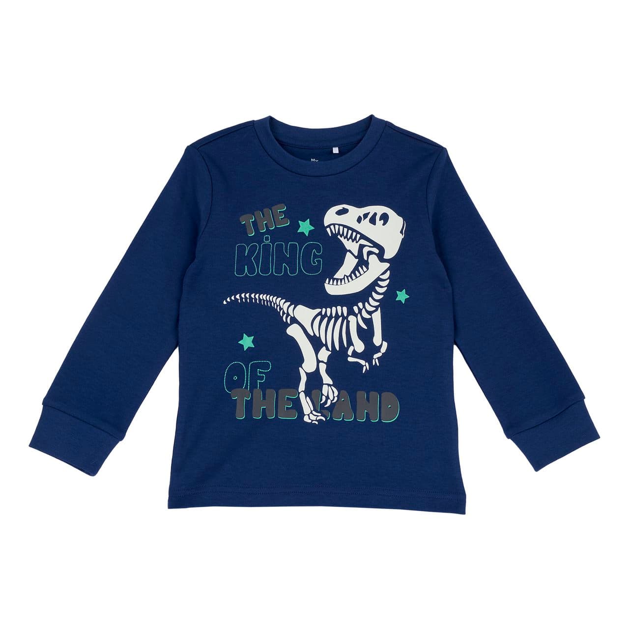 Maglietta pigiama a manica lunga Chicco bianca per bambino con grafica dinosauro, in cotone interlock, ideale per autunno/inverno e certificata Oeko-Tex. | Chicco