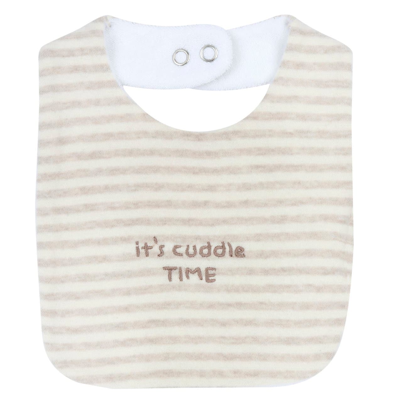Bavaglino unisex Chicco bianco in costina elasticizzata con ricamo di orsetto sul davanti e retro in spugna assorbente, ideale per autunno/inverno. | Chicco