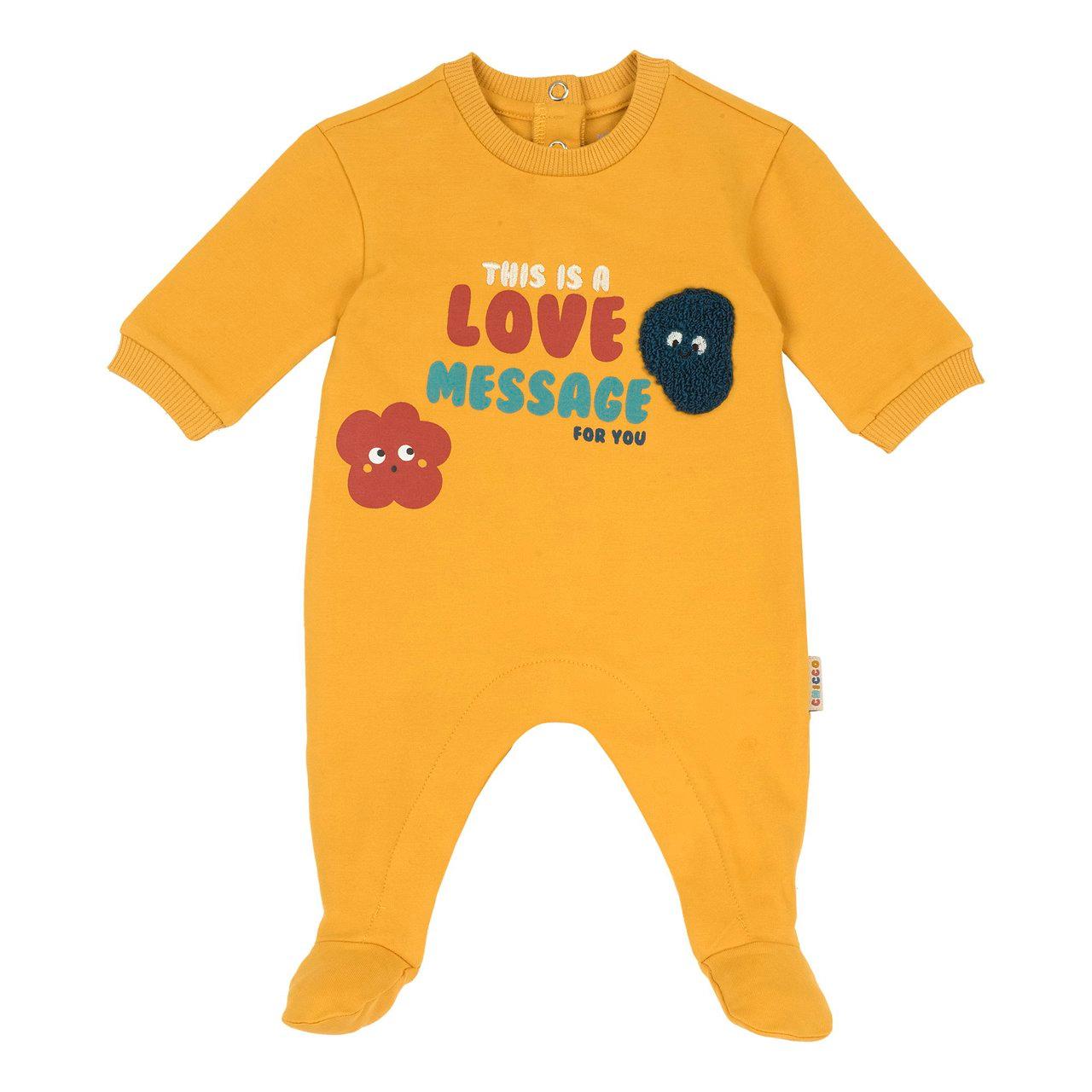 Tutina unisex Chicco bianca in felpa elasticizzata con grafica stampata e apertura interna gamba per facilitare la vestizione. | Chicco
