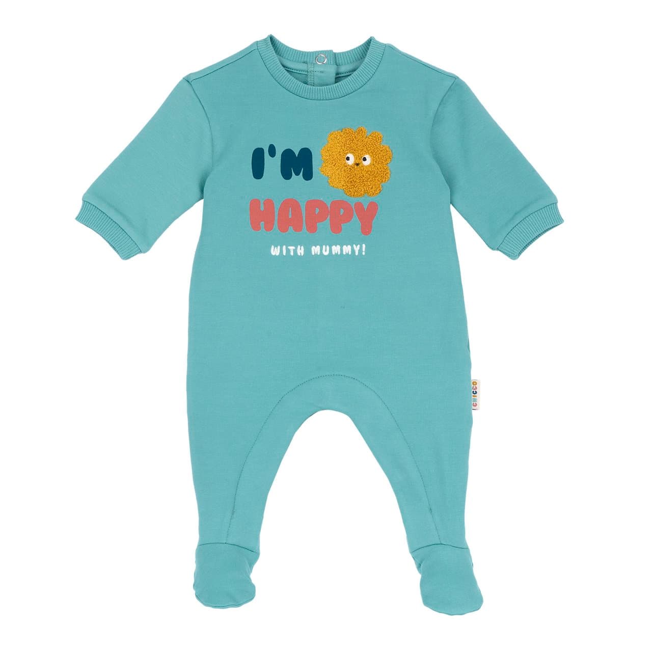 Tutina unisex Chicco bianca in felpa elasticizzata con grafica stampata e apertura interna gamba per facilitare la vestizione. | Chicco