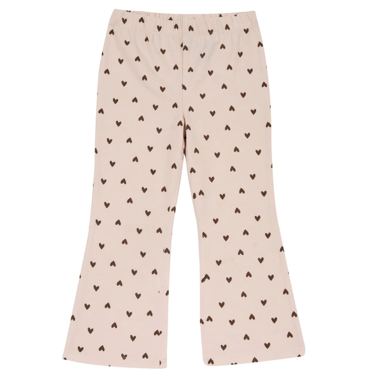 Leggings svasati Chicco per bambina in caldo jersey di cotone elasticizzato rosa con stampa all-over di cuoricini e girovita elasticizzato, modello lungo certificato Oeko-Tex. | Chicco