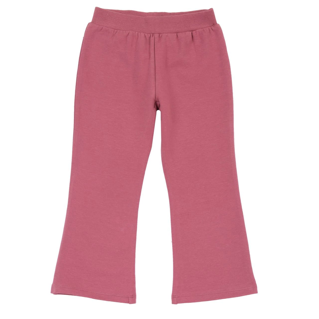 Leggings svasati Chicco rosa in felpa garzata elasticizzata di cotone per bambina, con vita in costina e gamba lunga a zampa, certificati Oeko-Tex. | Chicco