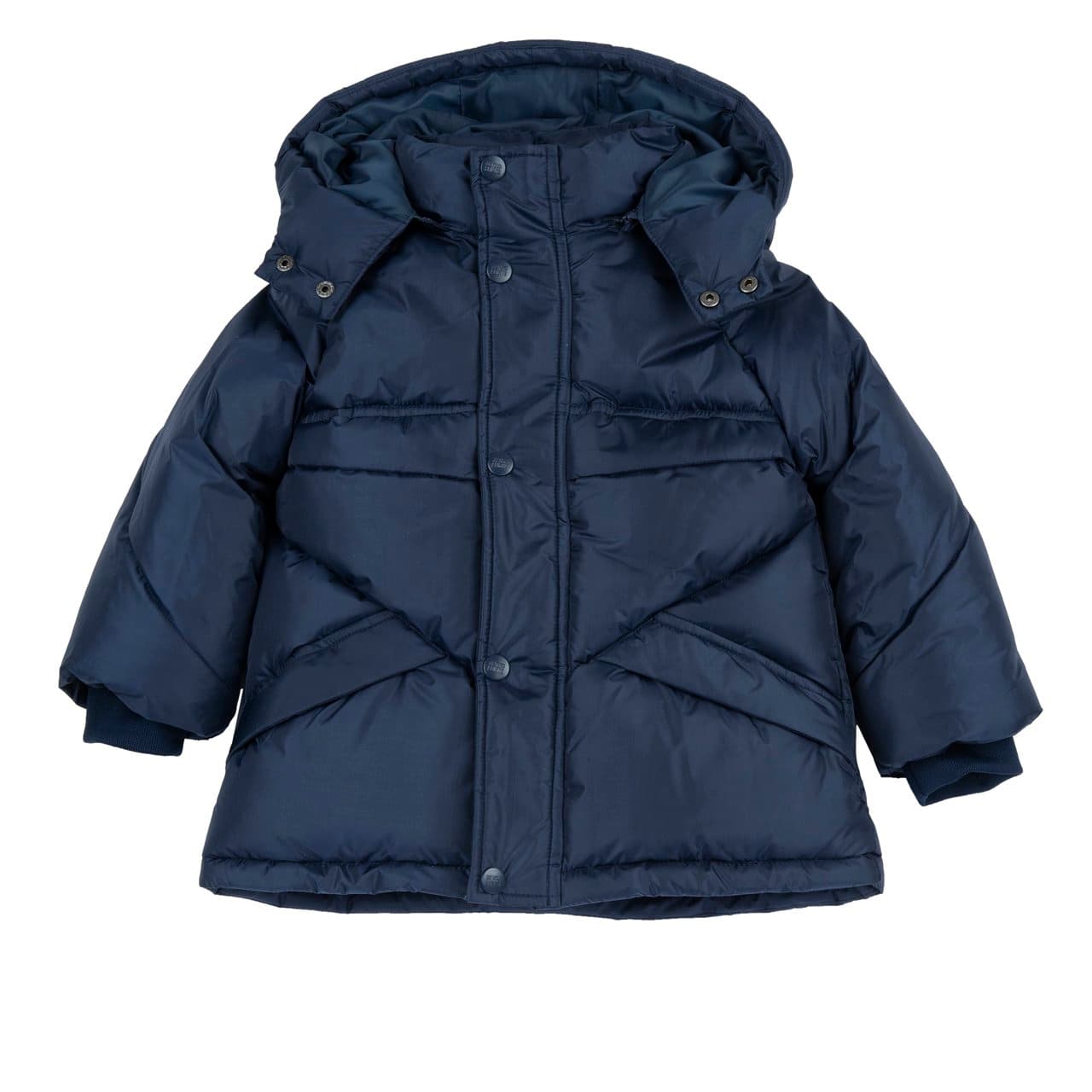 Giubbotto imbottito verde Chicco con cappuccio per bambino, ideale per l'autunno/inverno, realizzato in poliestere riciclato idrorepellente con fodera in pile e imbottitura Sorona DuPont. | Chicco