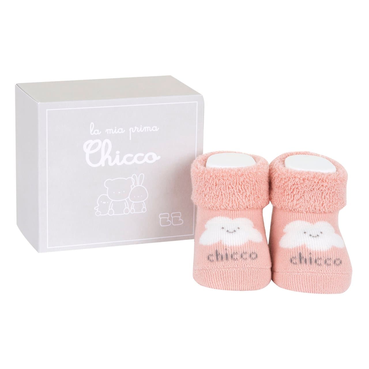 Babbucce da bambina Chicco rosa in spugna con grafica jacquard a nuvoletta, certificate Oeko-Tex. | Chicco