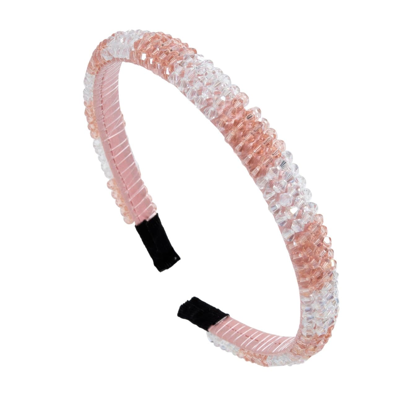 Cerchietto per bambina Chicco con base in raso bianco e quattro file di perline sfaccettate effetto cristallo, ideale per completare outfit autunno/inverno. | Chicco