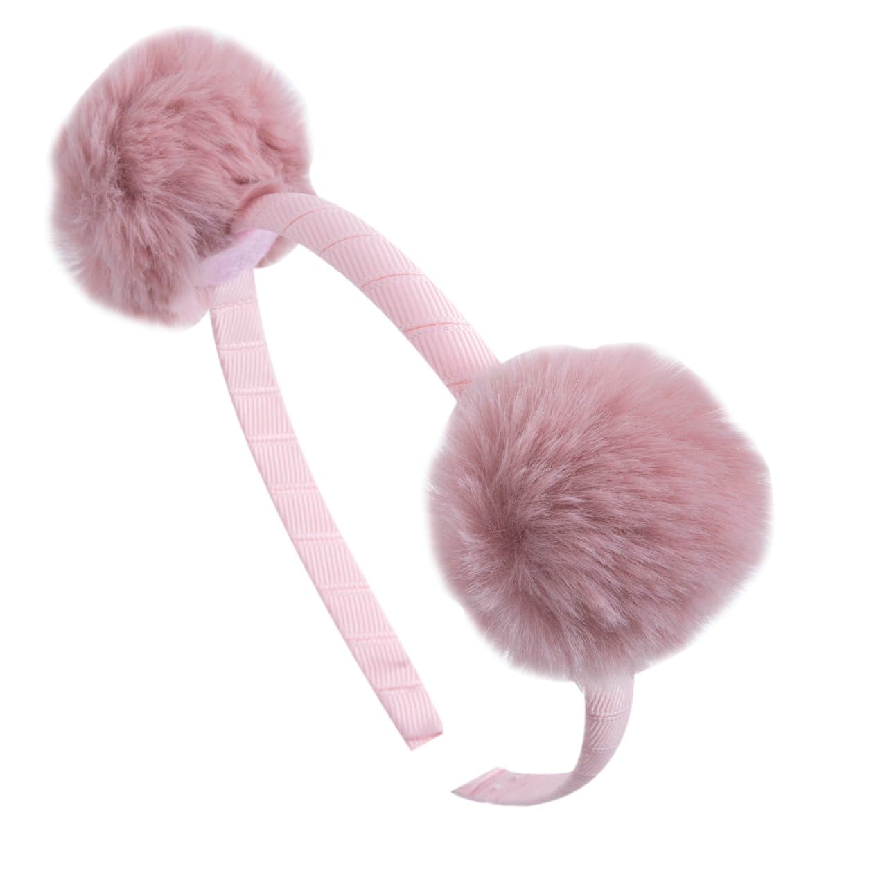 Cerchietto Chicco da bambina con due morbidi pompon rosa, ideale per l'autunno/inverno, con base rivestita in tessuto. | Chicco