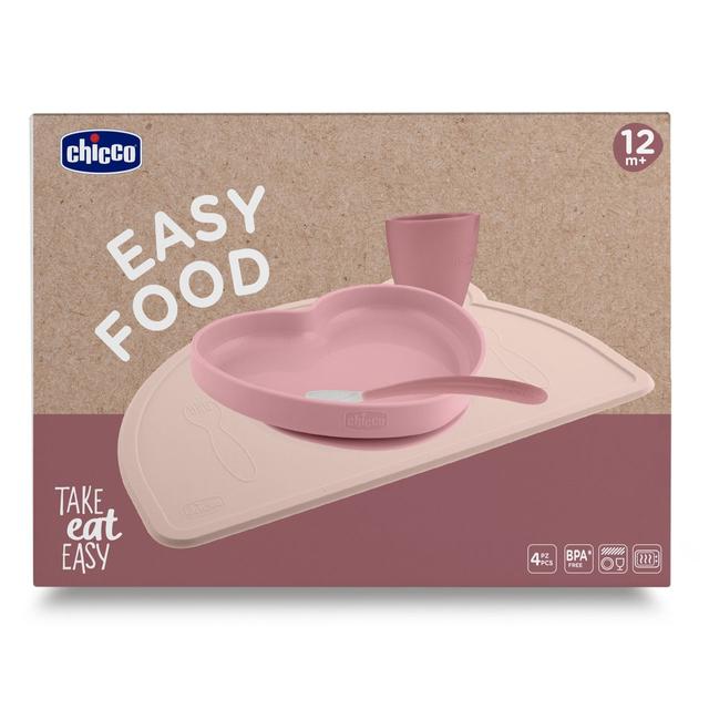 Easy Food - Set Di Svezzamento In Silicone | Chicco Set svezzamento in silicone blu Easy Food Chicco con piatto ventosa, tovaglietta, tazza e cucchiaio morbido per autoalimentazione bambini. | Chicco
