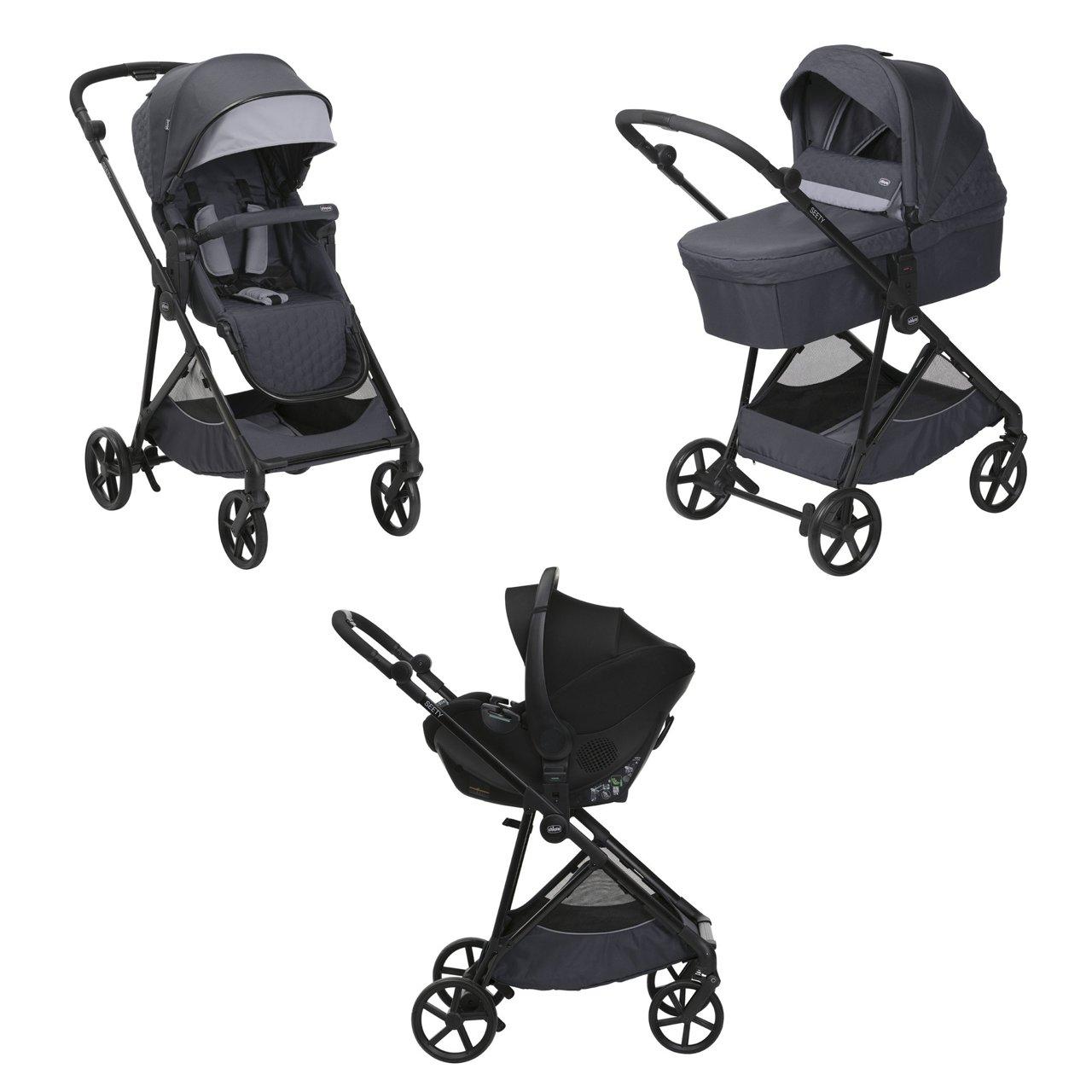Trio Seety Con Kory Essential | Chicco Passeggino Trio Seety con Kory Essential Chicco beige, sistema modulare leggero e versatile per neonati fino a 22 kg, con cappottina UV50+. | Chicco