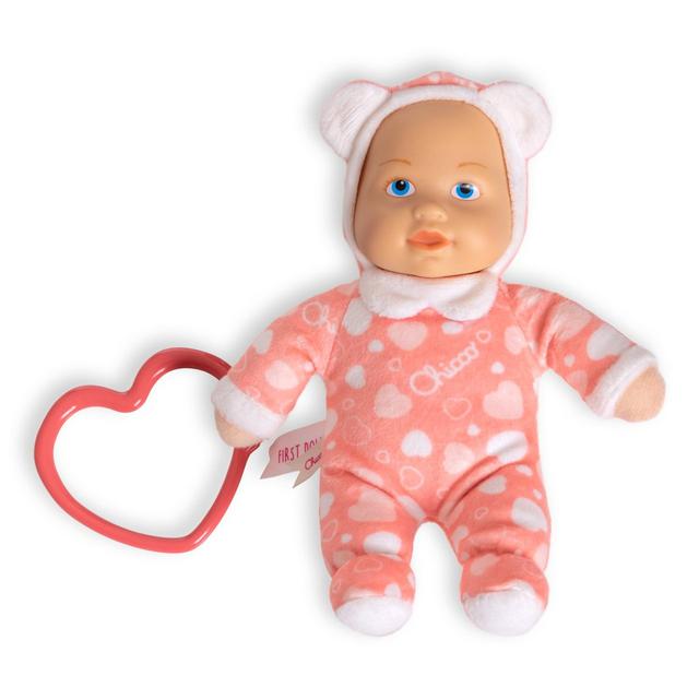 La Mia Bambola Doudou | Chicco Bambola Doudou Chicco rosa da 18 cm con corpo soffice e testa in vinile, dotata di anello a cuore per la dentizione, ideale per neonati. | Chicco