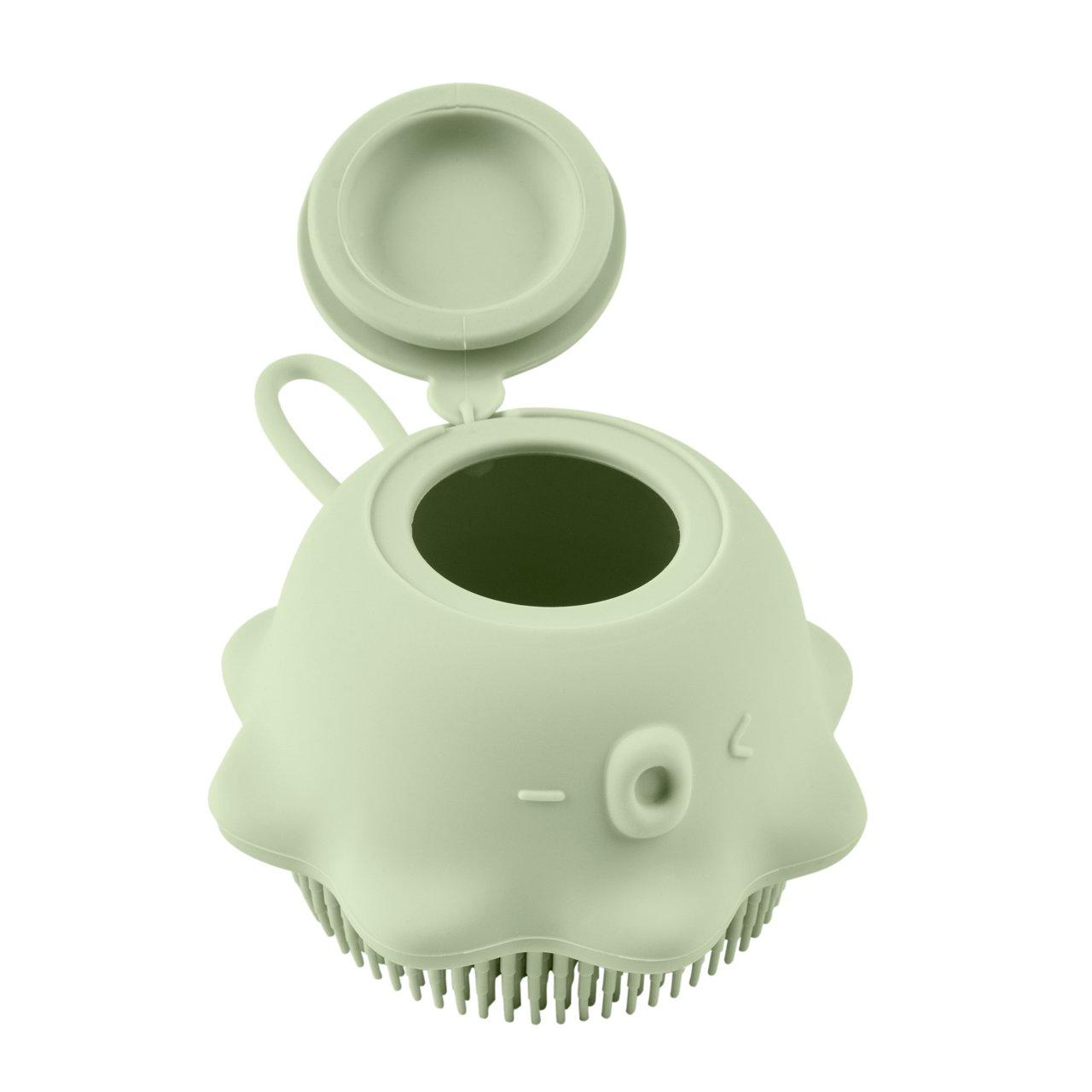 Spazzola Corpo Con Dispenser Integrato | Chicco Spazzola corpo verde con dispenser integrato Chicco, forma di medusa in silicone, per neonati e bambini, con setole ultra-morbide e presa ergonomica. | Chicco