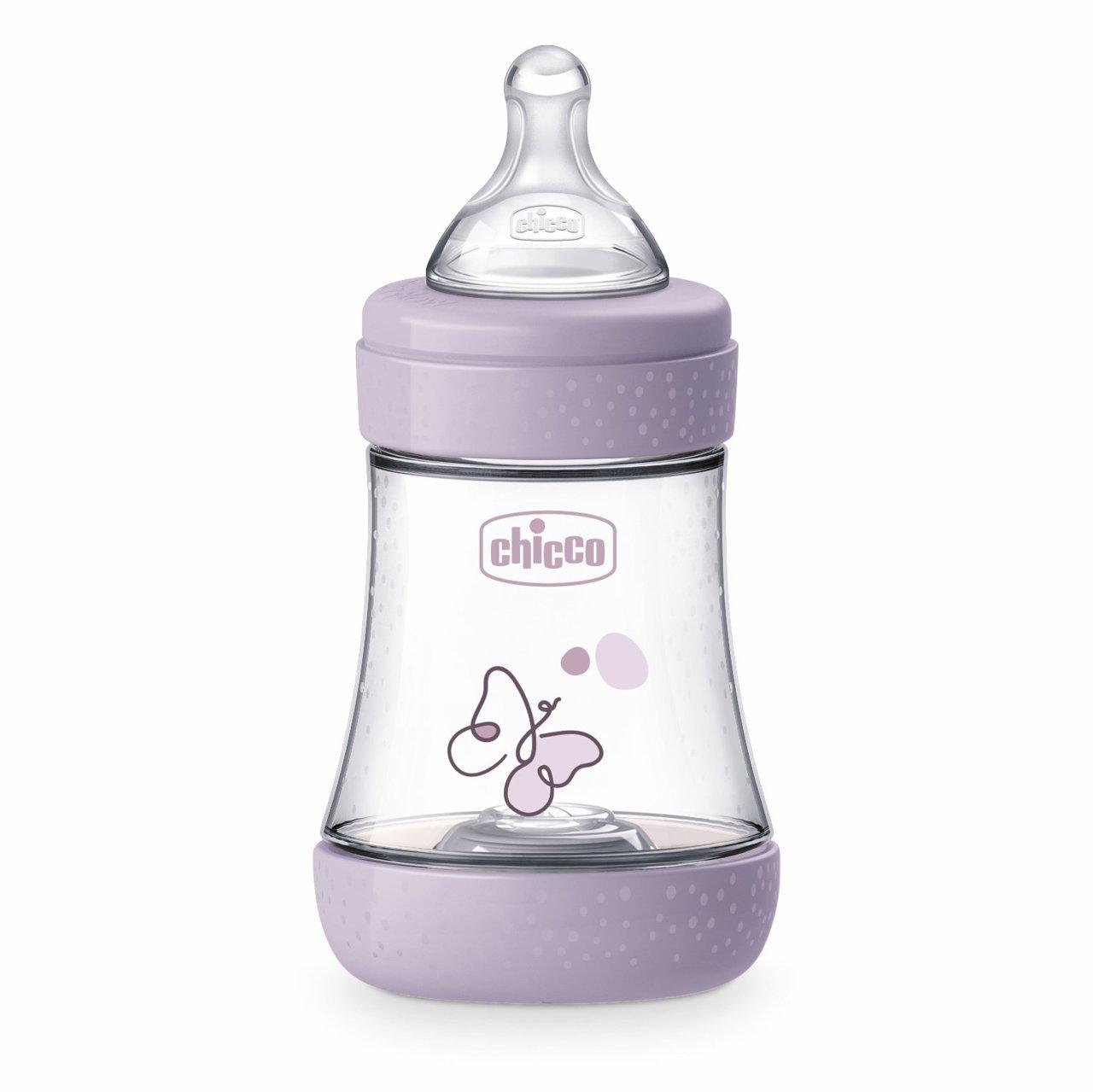 Biberon Perfect 5 Flusso Lento (150 Ml) | Chicco Biberon Chicco Perfect 5 giallo da 150 ml con tettarella Physio e Equilibrium Membrane per neonati, ideale per allattamento artificiale con flusso lento. | Chicco