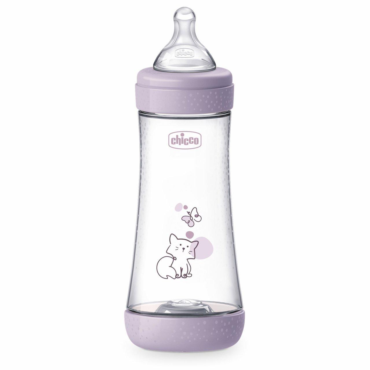 Biberon Perfect 5 Flusso Rapido (300 Ml) | Chicco Biberon Chicco PERFECT 5 azzurro da 300 ml con tettarella Physio in silicone Soft Sense e Equilibrium Membrane per flusso rapido e anti-coliche. | Chicco