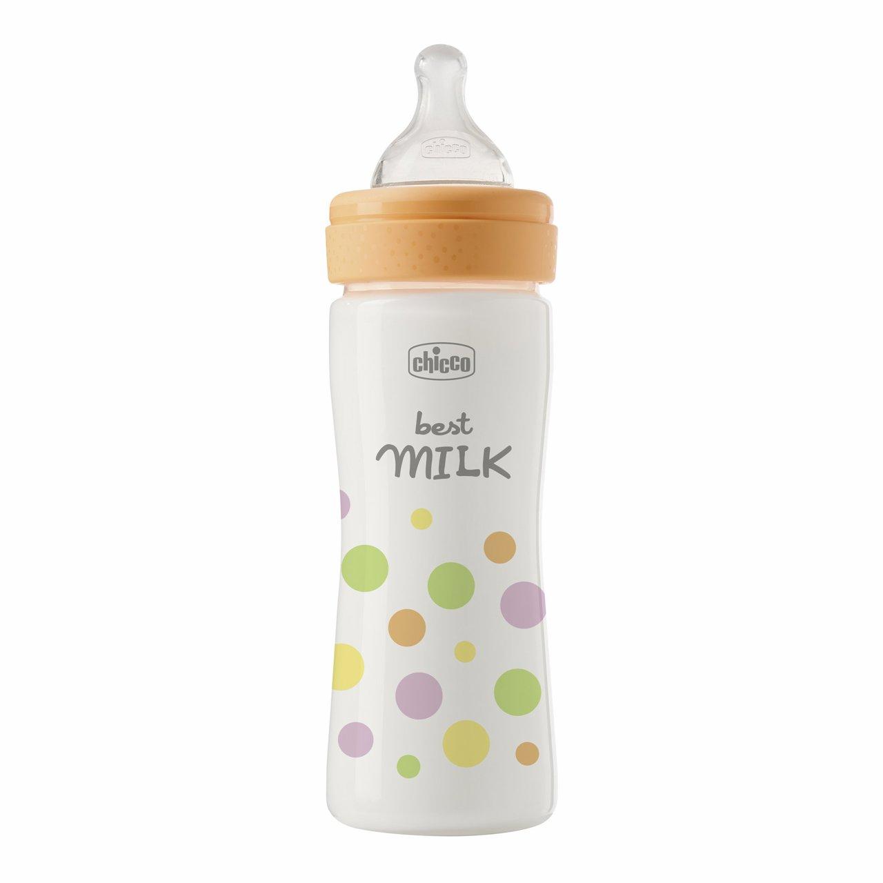 Biberon Perfect Easy Flusso Medio (250 Ml) | Chicco Biberon Chicco Perfect Easy arancione da 250 ml con tettarella Physio in silicone Soft Sense per un'allattamento naturale e confortevole. | Chicco