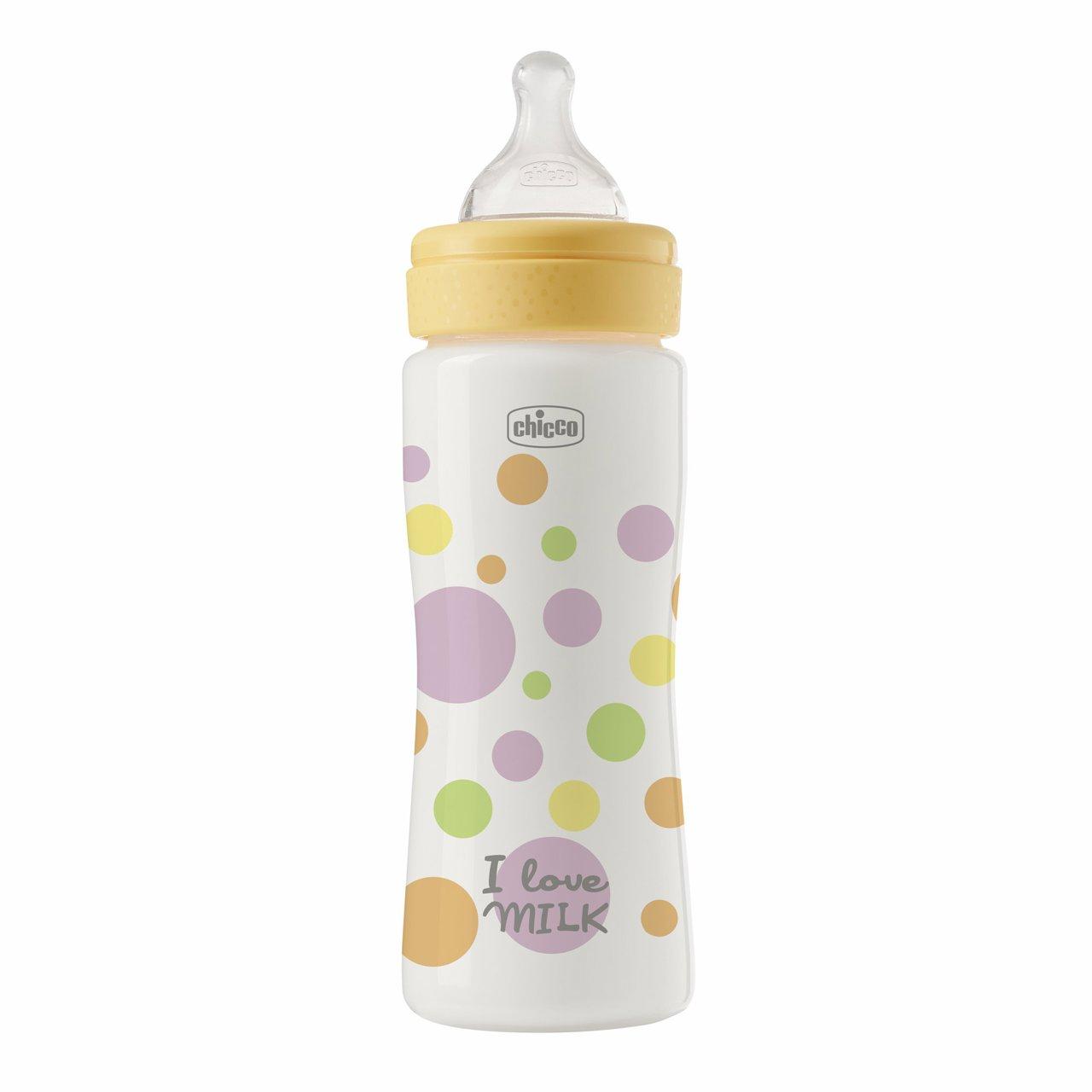 Biberon Perfect Easy Flusso Rapido (330 Ml) | Chicco Biberon Chicco Perfect Easy da 330ml in plastica ergonomica di colore giallo, con tettarella Physio in silicone a flusso rapido per neonati, ideale per prevenire coliche e rigurgiti. | Chicco
