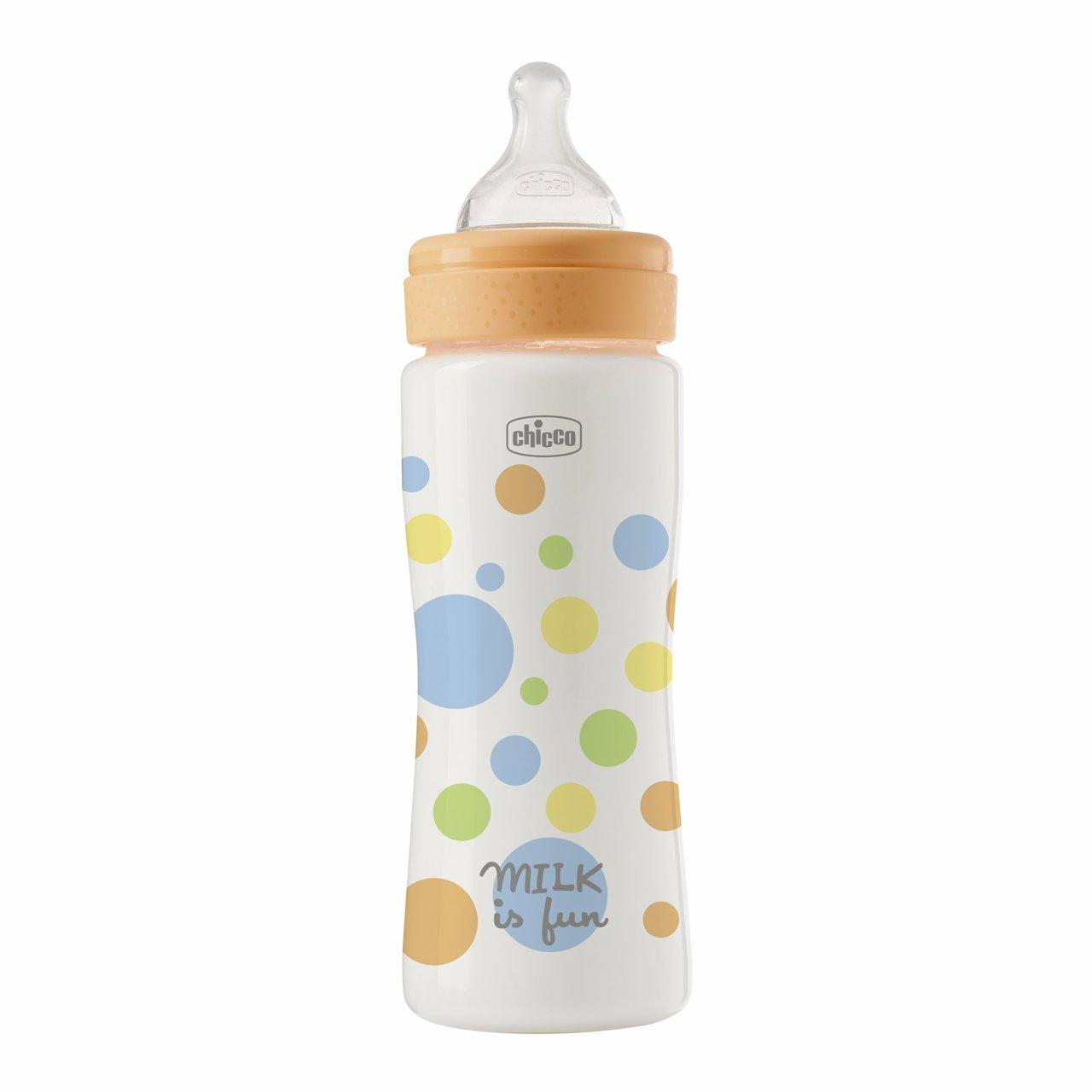 Biberon Perfect Easy Flusso Rapido (330 Ml) | Chicco Biberon Chicco Perfect Easy da 330ml in plastica ergonomica di colore giallo, con tettarella Physio in silicone a flusso rapido per neonati, ideale per prevenire coliche e rigurgiti. | Chicco