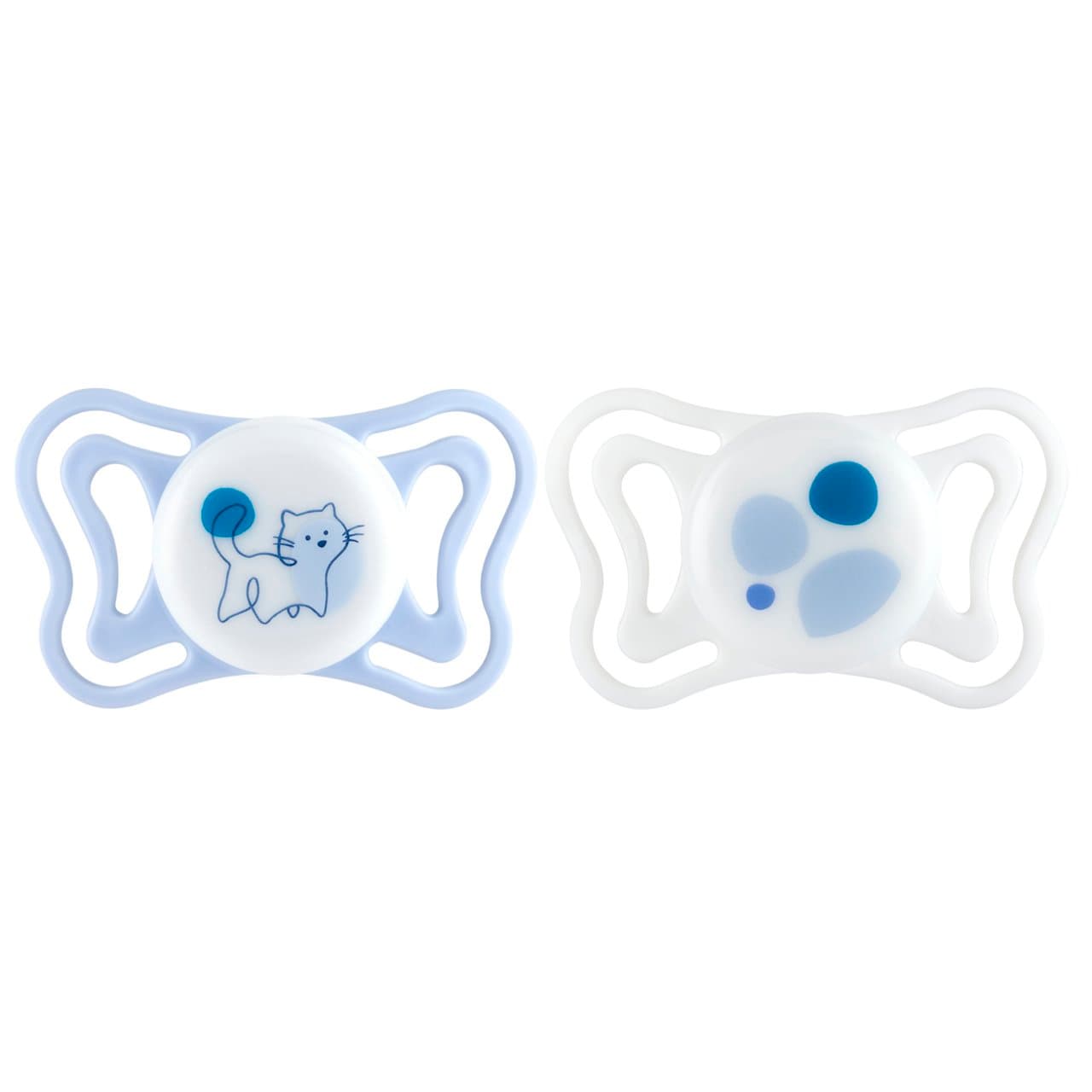 Succhietto Physioforma® Light 2-6m 2 Pz | Chicco Succhietto PhysioForma Light Chicco bianco per neonati 2-6 mesi, con tettarella in silicone SOFT SENSE e design anatomico per la postura fisiologica della lingua. | Chicco
