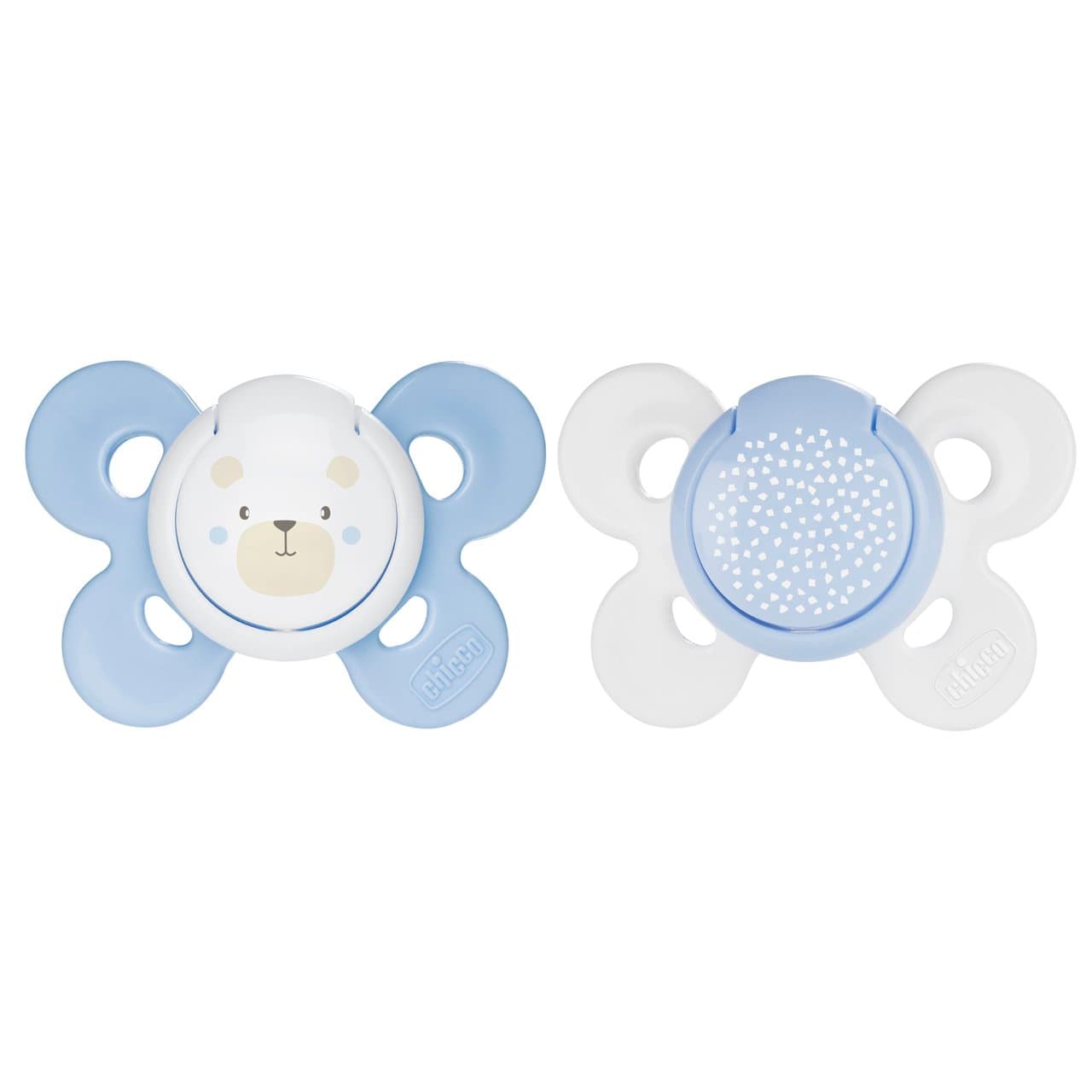 Succhietto Physioforma® Comfort 0-6m (2 Pcs) | Chicco Succhietto Chicco PhysioForma Comfort 0-6m in silicone rosa, modello ergonomico con 4 punti di contatto per lo sviluppo orale e respirazione fisiologica. | Chicco