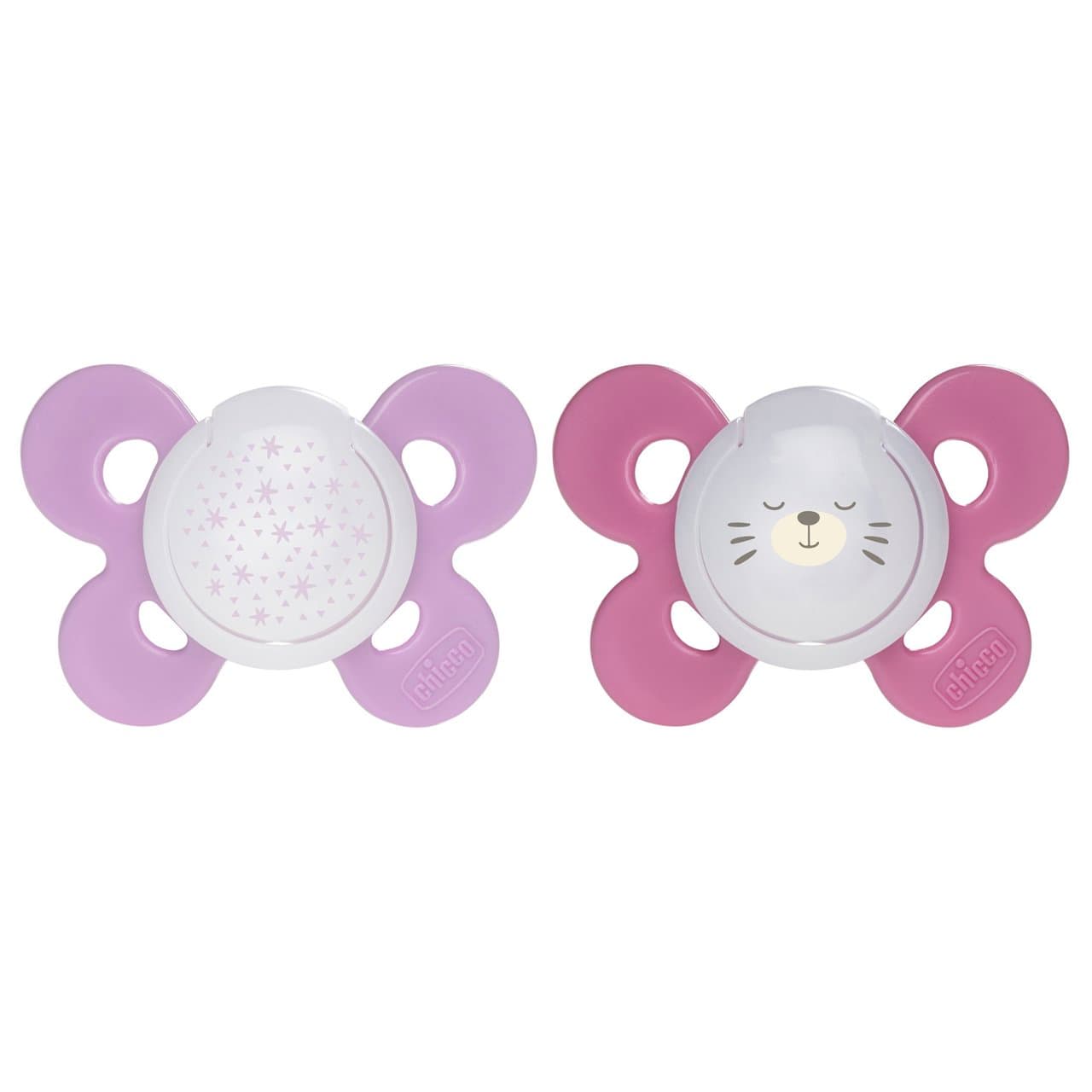 Succhietto Physioforma® Comfort 16-36m (2 Pcs) | Chicco Succhietto PhysioForma Comfort viola in silicone per bambina 16-36 mesi, confezione da 2 pezzi, con forma anatomica per il corretto sviluppo orale. | Chicco