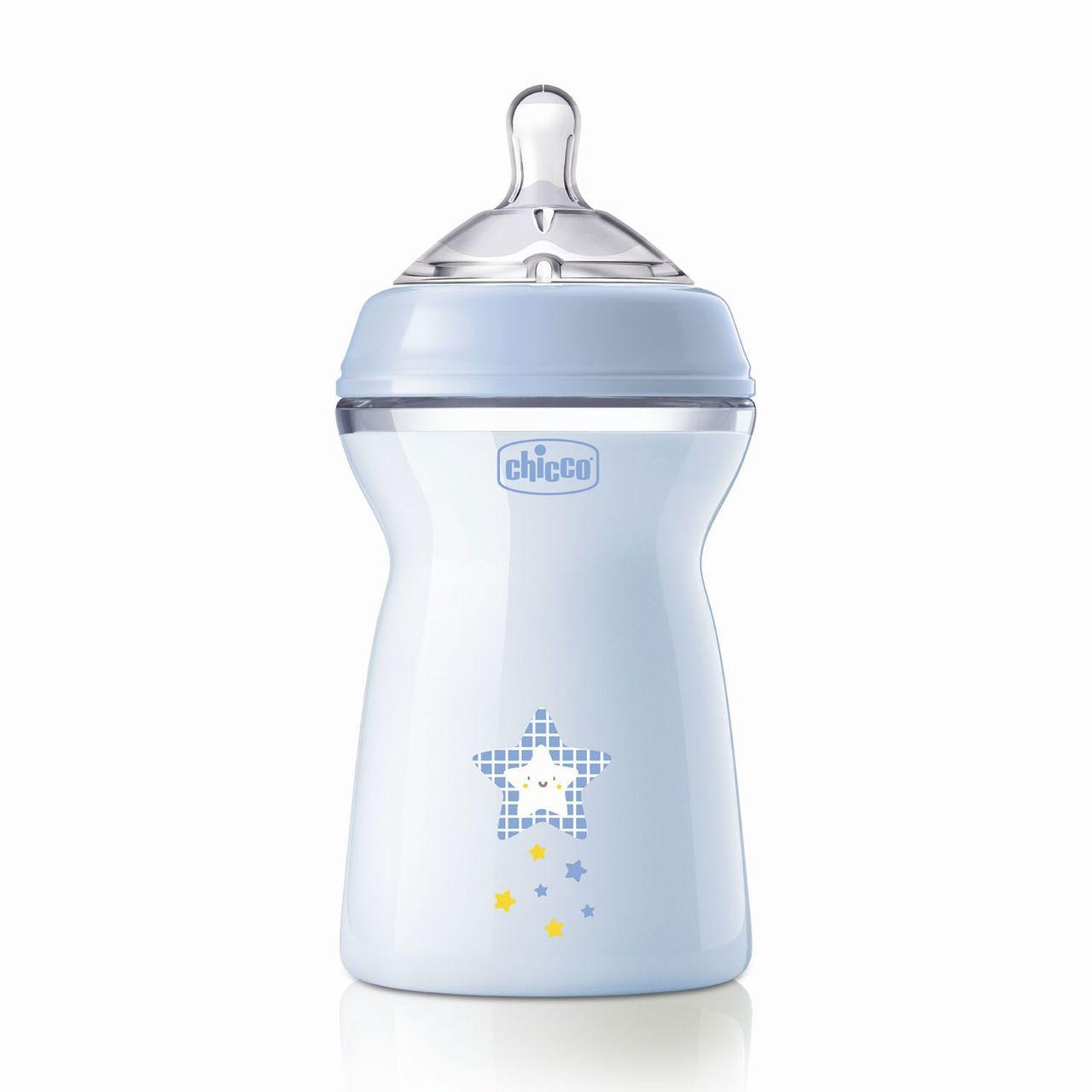 Biberon Naturalfeeling Flusso Rapido (330ml) | Chicco Biberon Chicco Naturalfeeling Flusso Rapido azzurro da 330ml, con tettarella in silicone Soft Sense per un allattamento naturale e agevole. | Chicco