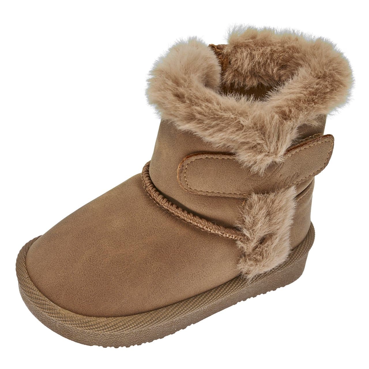 Stivaletto Filu | Chicco Stivaletto unisex Chicco Filu marrone con bordo in tessuto effetto pelliccia, forma arrotondata e chiusura regolabile con zip e strappo. | Chicco